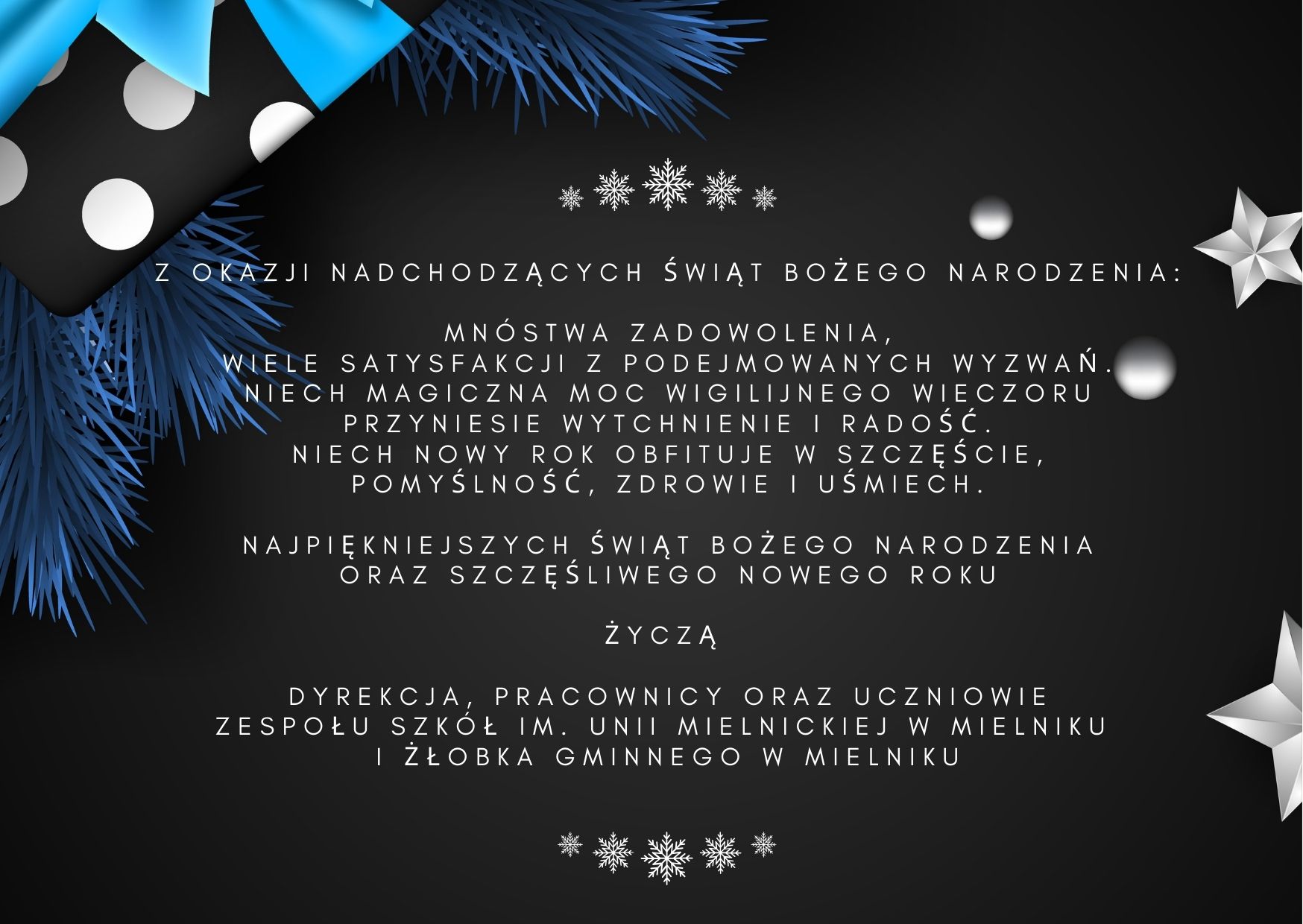 Życzenia bożonarodzeniowe oraz&nbsp;noworoczne.