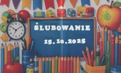 Kolorowa tablica z napisem ślubowanie